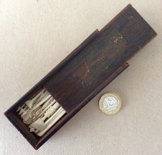 Antique Victorian Pick up sticks game-Bone and wood.