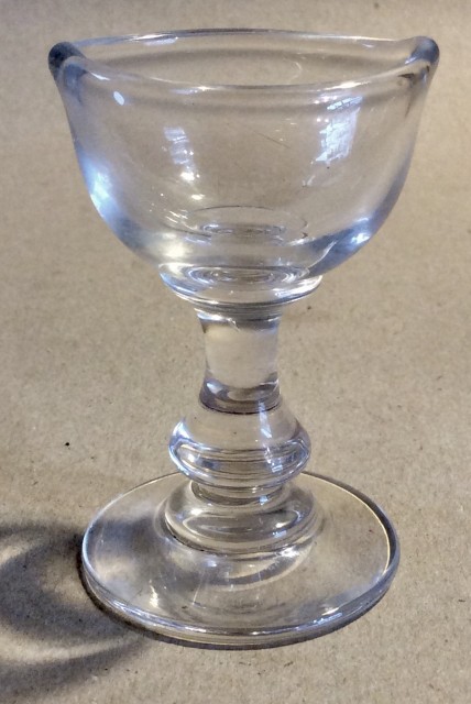 Late Victorian clear Glass hand blown eyebath.