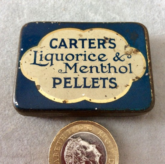 Antique chemists Carters Liquorice & Menthol PELLETS tin