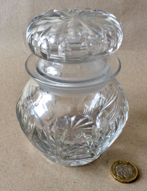 Antique Victorian cut glass pickle jar C1900