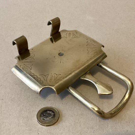Antique miniature engraved brass sliding bar grate trivet. 
