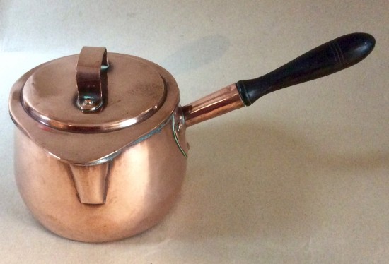 Victorian copper sauce or milk pan and lid