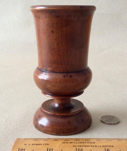 Antique 19th century turned  treen fruitwood goblet