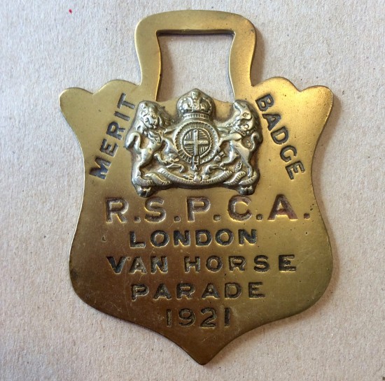 1921 brass RSPCA  Van Horse Parade Merit Badge