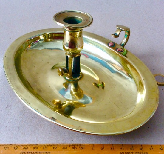 Antique Georgian rare oval brass chamberstick 