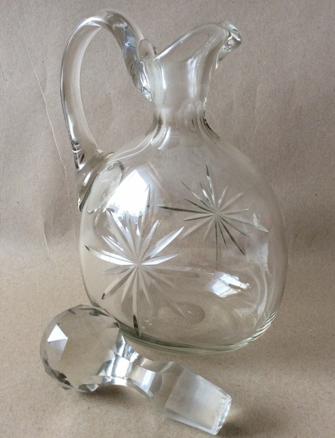 Antique Victorian cut glass simple claret jug