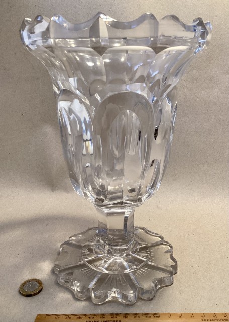 Antique early Victorian heavy cut glass celery vase c1850