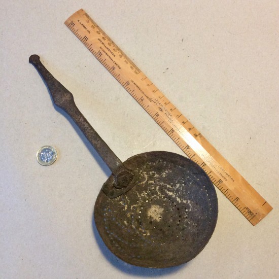 Antique wrought iron sieve or skimmer