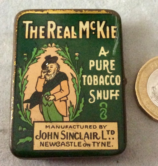 Antique John Sinclair Ltd THE REAL McKIE snuff tin.