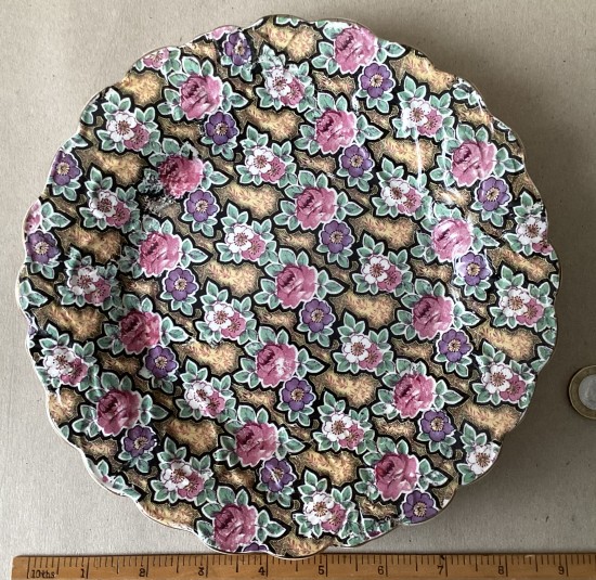 Antique CHINTZ plate in marked but poss. James Kent. 