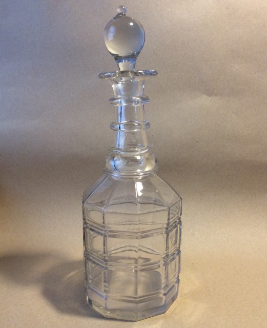 Antique  3/4 ring decanter with ten sides.
