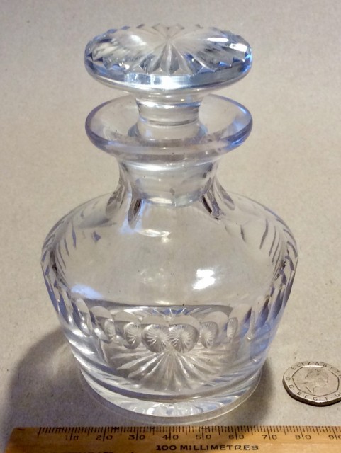 Small cut glass whisky noggin decanter possibly Stuart c1950