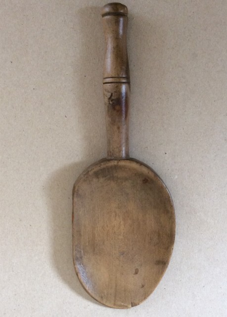 Short handle wooden spoon or butter scoop