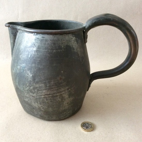 Antique Victorian Tinned Copper  barrel shape Ale jug 