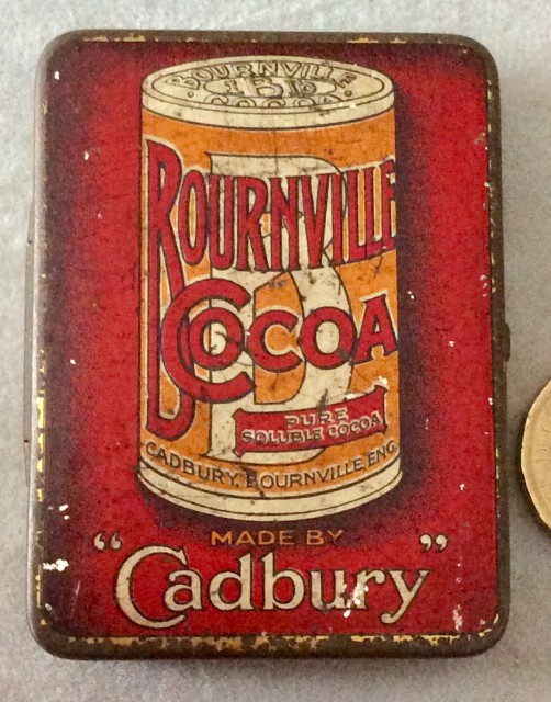 Antique Cadbury’s Bournville Cocoa advertising Vesta or match tin. C1920