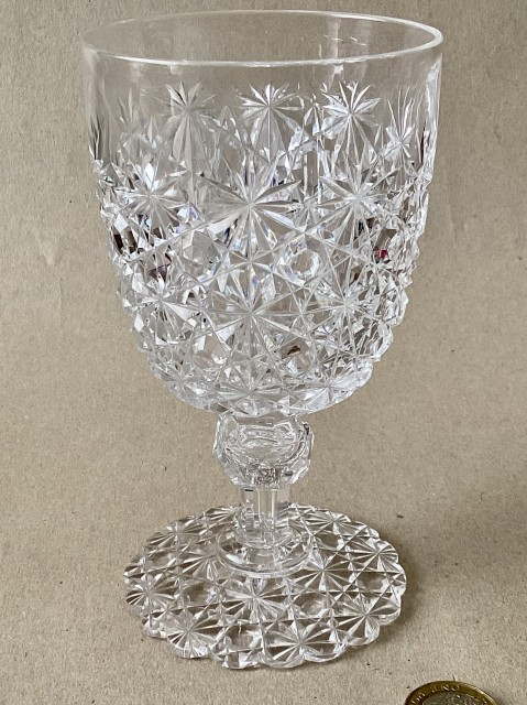 Antique Brilliant cut glass goblet. Stourbridge circa 1890