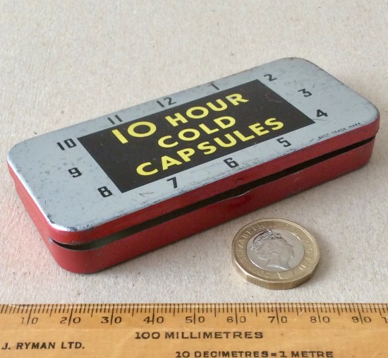 Vintage tablet tin - 10 HOUR COLD CAPSULES-  by CUPAL Ltd.