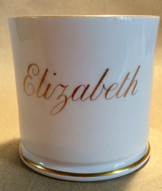 Victorian porcelain name mug “Elizabeth” c1860.