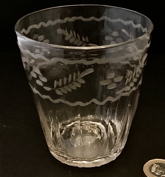 Antique engraved Bohemian glass tumbler 