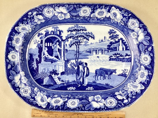 Antique 19thC Pottery Meat Platter, “The Philosopher” pattern.