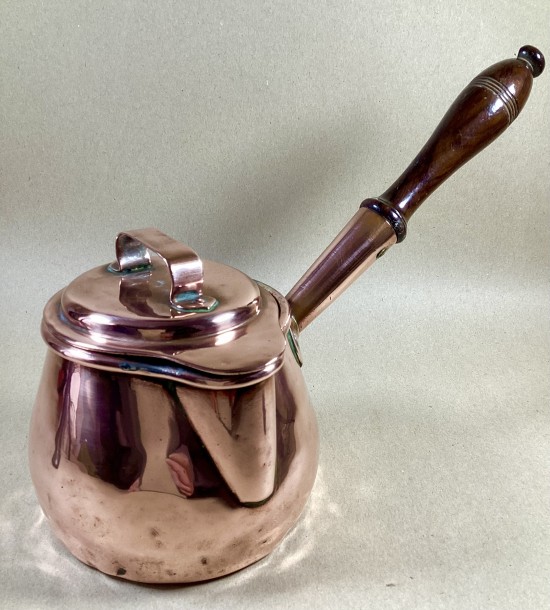Antique Victorian copper milk saucepan and lid