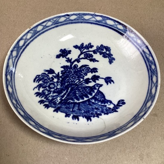 Antique Liverpool poss. Seth Pennington Quail pattern saucer.