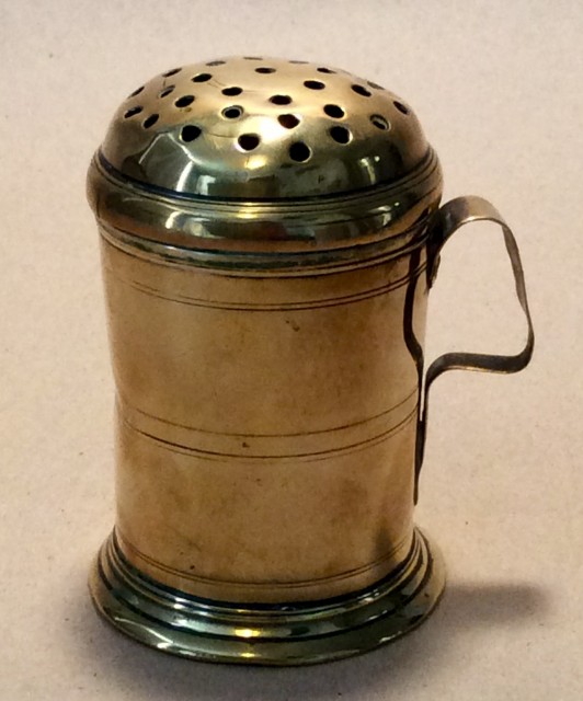 Antique brass flour or spice dredger