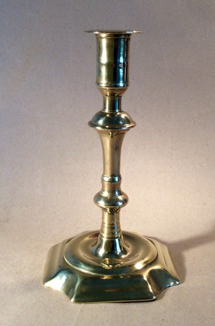 Seamed C18 single brass candlestick