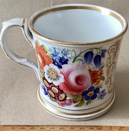 Antique hand painted porcelain tankard. Dated & named  1851.