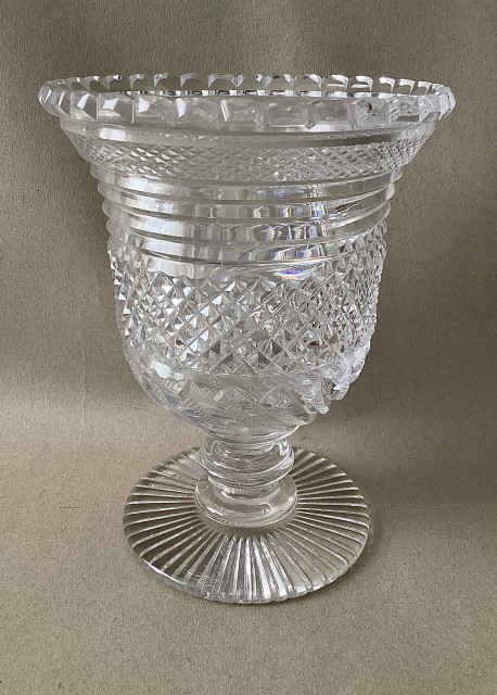 Antique Regency style cut clear glass celery vase c1900