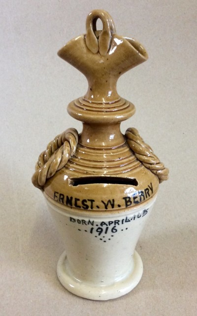 Unusual stoneware pottery money box