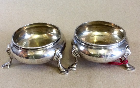 Pair Victorian silver salts