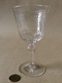 1950s engraved rock crystal style wine glass