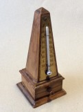 Edwardian Wooden Obelisk desk thermometer with stamp drawer.