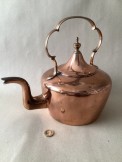 Georgian copper kettle with c scroll handle & tent spire lid