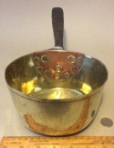 Brass saucepan with  iron handle and lovely old repair.
