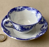 Sponge ware Childs cup and saucer.