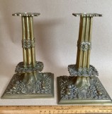 Pair of 17th  century style cast brass candlesticks., circa 1920.