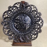 RUSSIAN Kaslinki ironworks decorative pierced cast iron plate. 8.6in.
