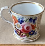 Coalport style porcelain named  tankard- floral sprays and date 1851.