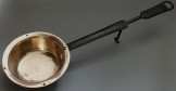 Early C18 Welsh  brass and iron Downhearth saucepan
