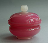 Stevens and Williams alabaster powder bowl and cover in pink and white glass