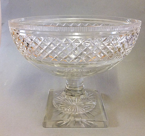 Large cut  glass canoe shaped bowl or vase.