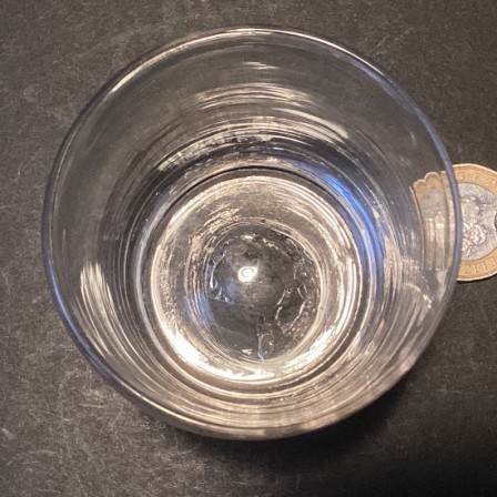 Detail: Antique Georgian clear medicine or dram glass tumbler.