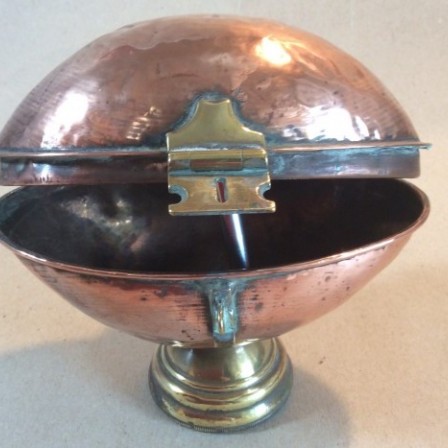 Detail: Antique C19 copper Ciborium or wafer holder.