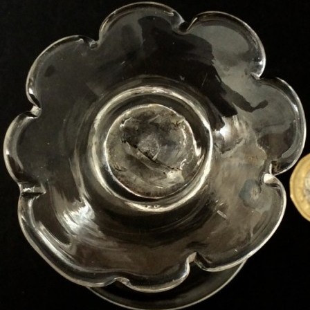 Detail: Antique Georgian jelly glass, flanged rim and plain foot with scalloped edge