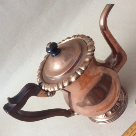 Detail: Antique early 19th century copper coffee pot 