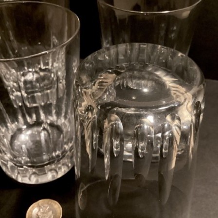 Detail: Antique Victorian  hand blown and cut  water glasses or tumblers.