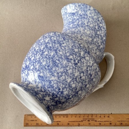 Detail: Antique blue  sponge ware ever or pitcher. C1850.