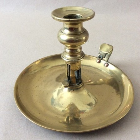 Detail: Antique Victorian cast brass round chamberstick 